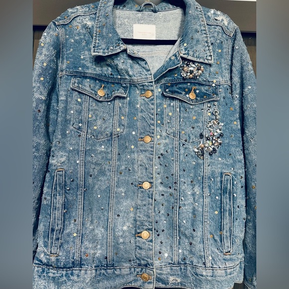 Zara Crystal Embellished Denim Jacket - Picture 1 of 6